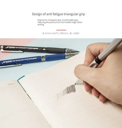 Mechanical Pencil Set 2.0mm – Automatic Pencil with 2B Black & Colored Lead Refills for Writing, Sketching, & Art Drawing