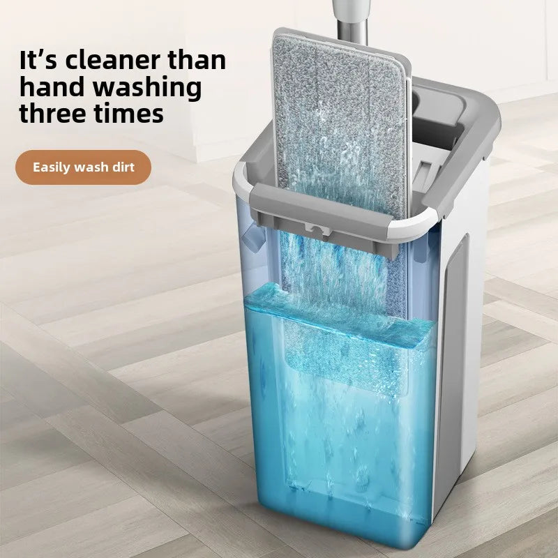 Hands-Free Flat Mop with Bucket – Dry & Wet Floor Cleaner for Easy Household Mopping