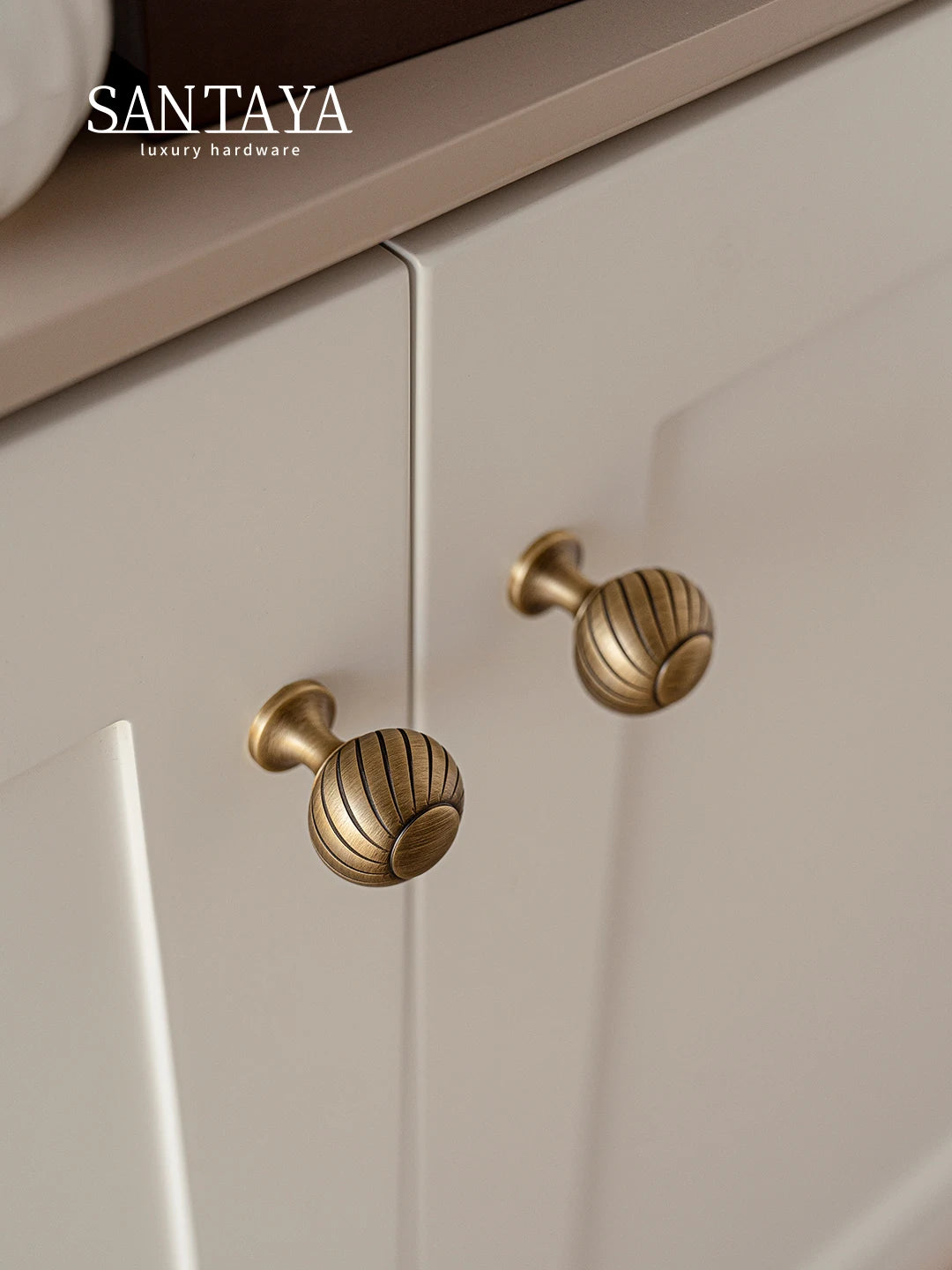 Santaya Brushed Antique Brass Cabinet Handles – Luxury Shell Drawer Pulls for Kitchen, Wardrobe & Dresser Furniture Hardware Knobs