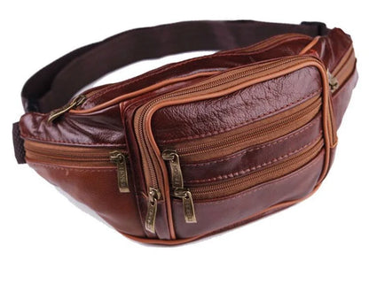 Men's Leather Waterproof Waist Bag - Multi-Functional Compact Phone Wallet & Cash Holder