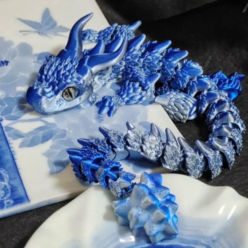 3D Printed Movable Dragon Fidget Toy – Rotatable Articulated Desktop Ornament & Gift for Kids & Adults