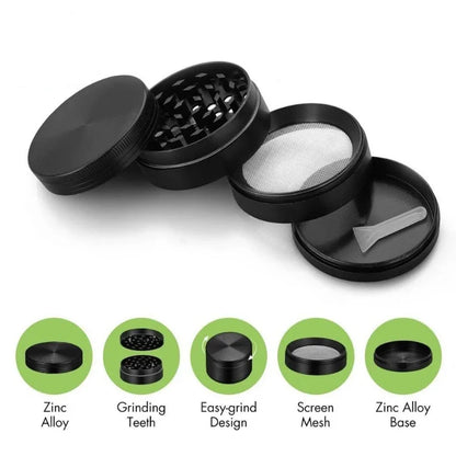 Mini 4-Layer Metal Herb Grinder — 63mm Zinc Alloy Tobacco & Dry Herb Crusher for Smoking Accessories