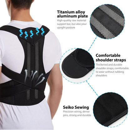 Adjustable Back Brace Posture Corrector Belt – Lumbar & Shoulder Support for Men & Women, Improve Scoliosis