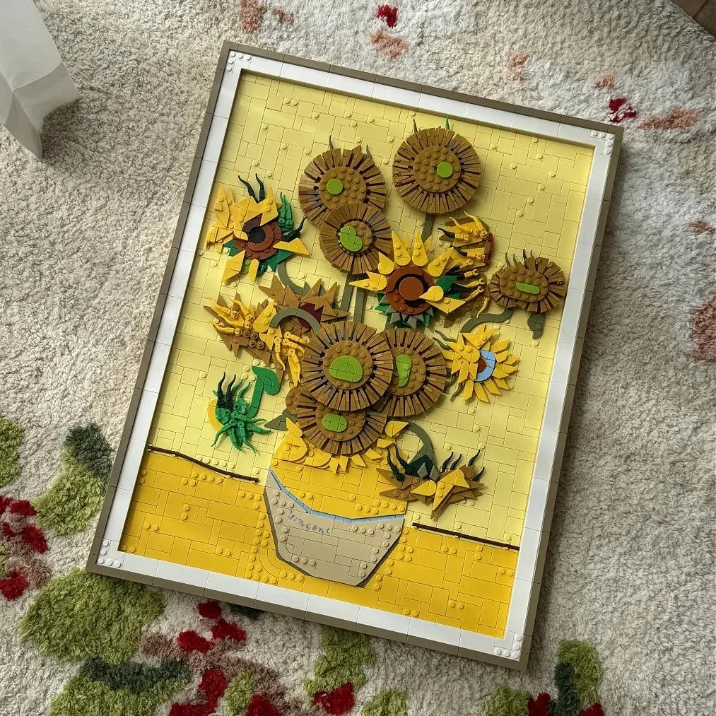 Sunflowers 3D Art Mural Building Blocks Set – Compatible with LEGO, Ideal Christmas Gift 31215