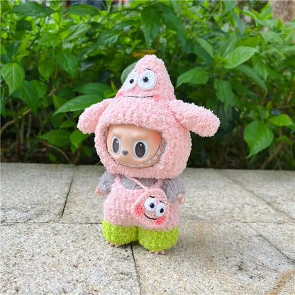 Labubu 17cm Heartbeat Macaron Monkey Toy – Stand-Up Dress-Up Jacket & Pants Suit