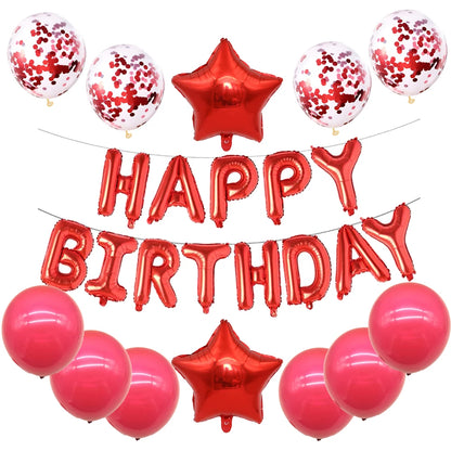 16-Inch Happy Birthday Foil Balloons Set – Pink & Blue Letter Balloons for Birthday Party Decoration