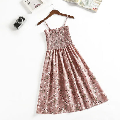 Women’s Summer Mini Dress – Casual Sleeveless Spaghetti Strap Chiffon Dress with Elastic High Waist