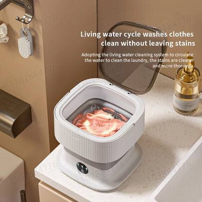 10L High-End Foldable Portable Washing Machine – Large Capacity with Blue Light, Timed Washing & Dehydration