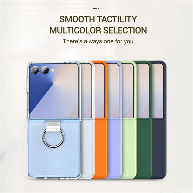 Shockproof Ring Holder Case for Samsung Galaxy Z Flip 7/6/5/4/3 5G - Hard PC Armor Protective Back Cover