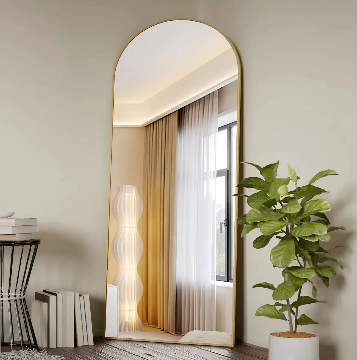 Arched Full Length Mirror – 71"x26" Full Body Floor Mirror, Standing, Hanging or Leaning Wall Mount with Stand