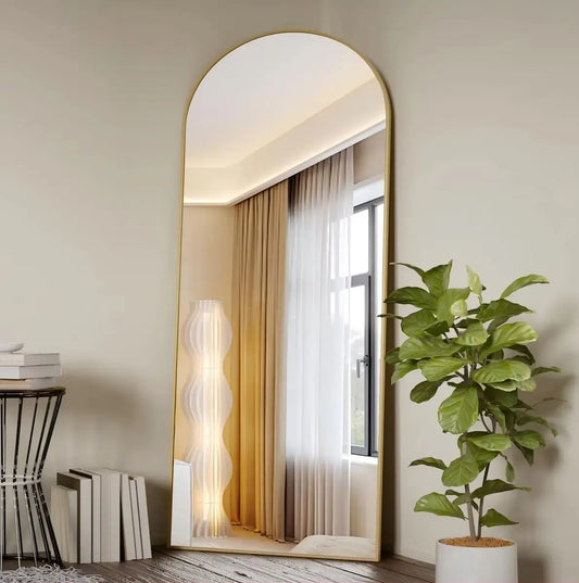 Arched Full Length Mirror – 71"x26" Full Body Floor Mirror, Standing, Hanging or Leaning Wall Mount with Stand