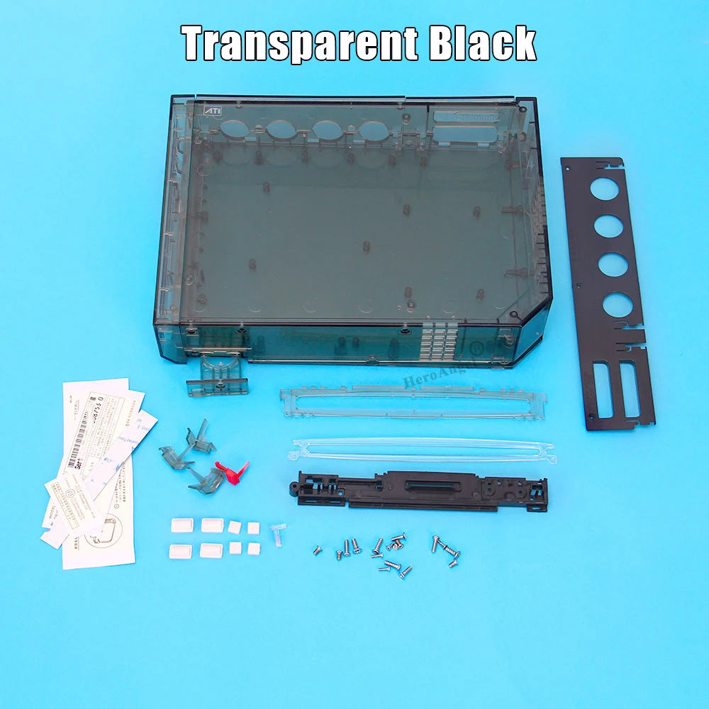 TRN Black Full Case Cover for Wii – Transparent Housing Shell with Buttons for Nintendo Wii Game Console