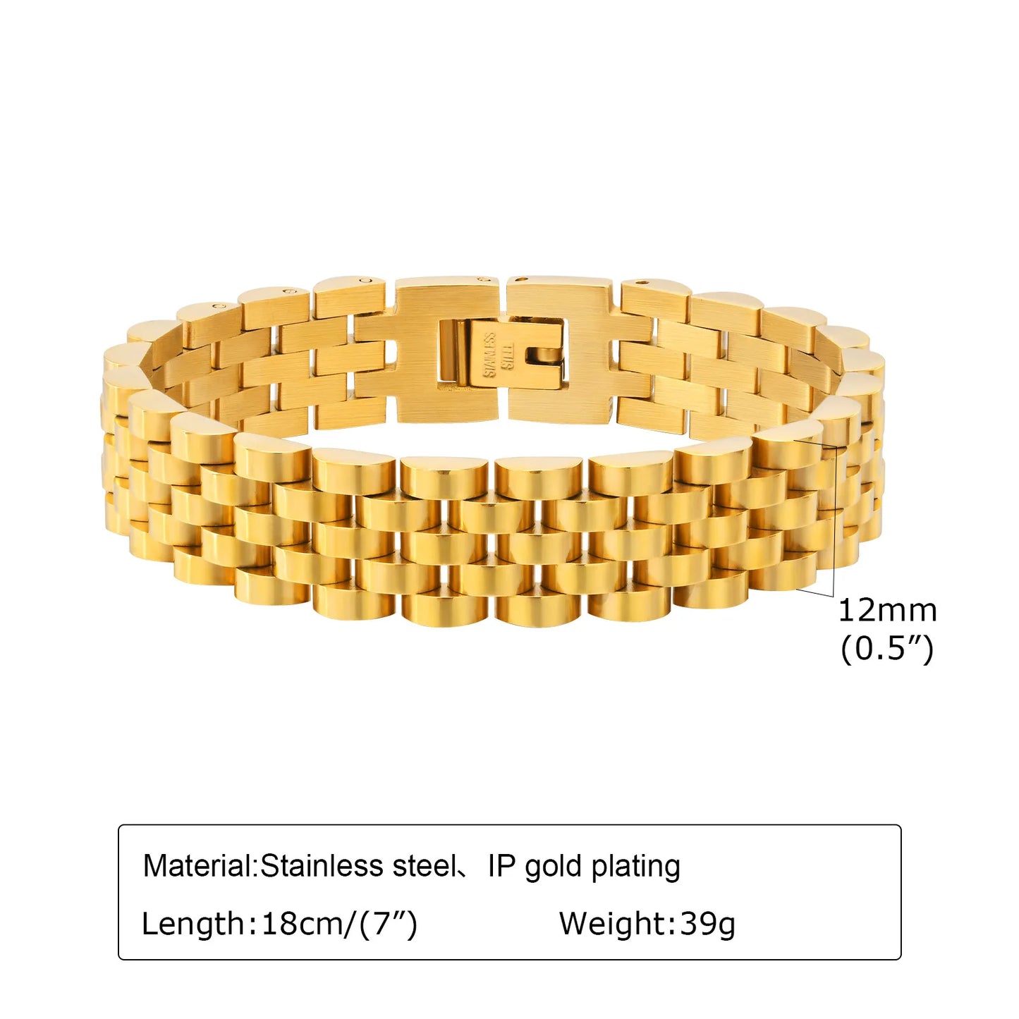 Vnox Stainless Steel Watchband Bracelet for Men & Women – Classic Link Chain Bangle Unisex Jewelry
