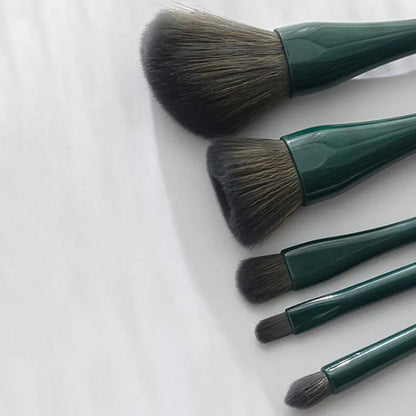 5Pcs Shell Portable Makeup Brush Set with HD Mirror - Soft Fiber Hair Beauty Tool including Lip Brush and Full Cosmetic Brush Set