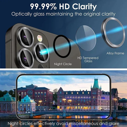 3PCS Metal Camera Lens Protectors – Glass Back Lens Protection Film for iPhone 15/15 Plus, 14/14 Pro Max, 13/13 Mini, 12/11