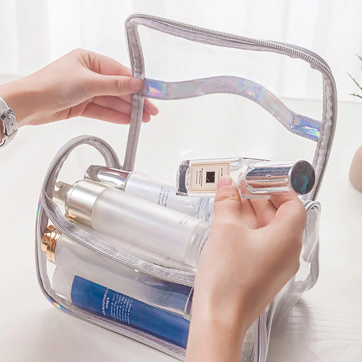 Clear PVC Makeup Bag – Portable Waterproof Travel Cosmetic Pouch