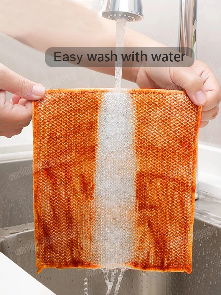Magic Cleaning Cloth: Kitchen Dishwashing Towel with Metal Steel Wire – Ultimate Dish and Pot Cleaning Tool