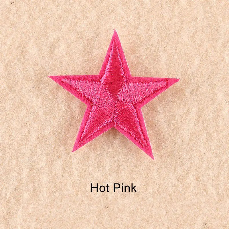 10Pcs Mini Star Embroidery Iron-On Patches – DIY Clothing Appliques Pentagram Stickers for Jackets, Jeans & Bags (Black, White, Gold)