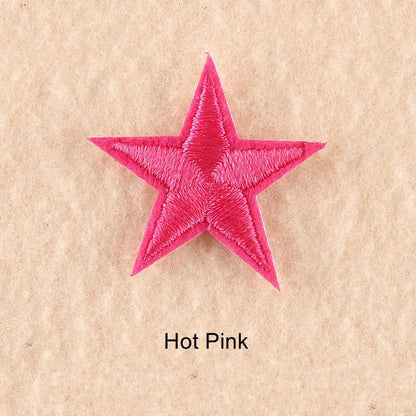 10Pcs Mini Star Embroidery Iron-On Patches – DIY Clothing Appliques Pentagram Stickers for Jackets, Jeans & Bags (Black, White, Gold)