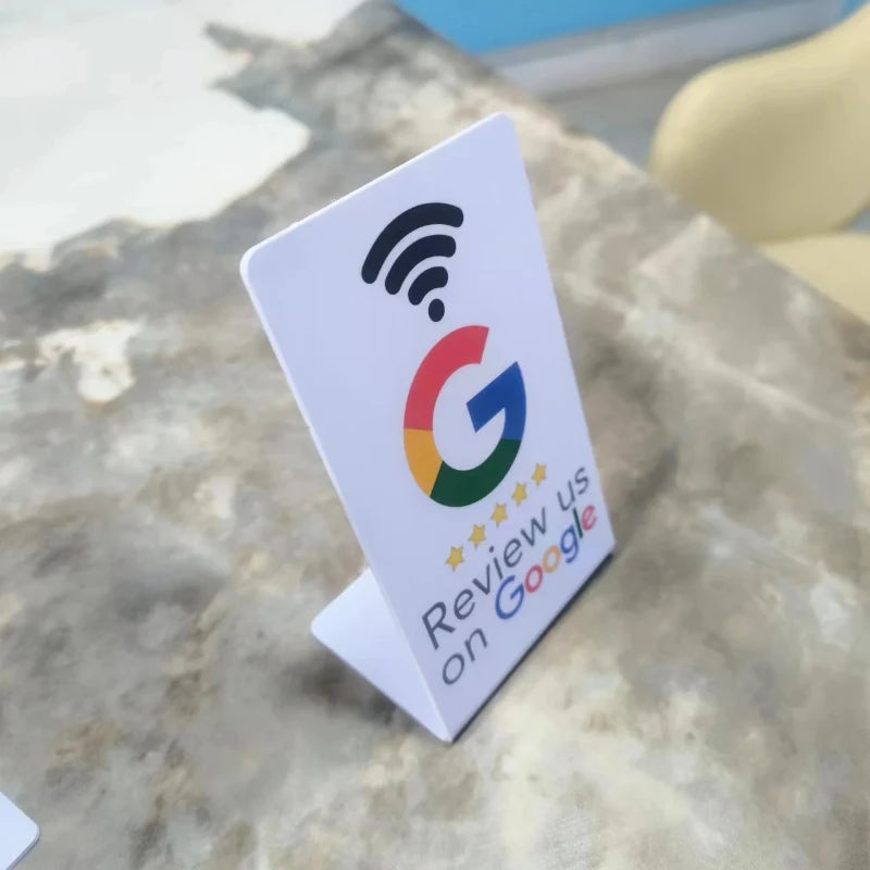 Programmable NFC Google Review Card - 13.56MHz Standing Display for Business Reviews