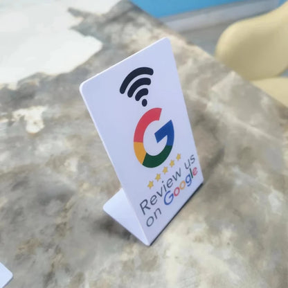 Programmable NFC Google Review Card - 13.56MHz Standing Display for Business Reviews