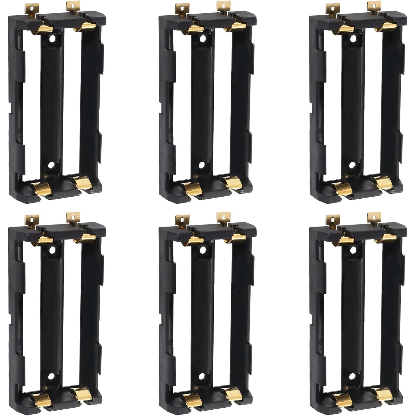 6PCS 18650 Battery Holder - 2-Slot Li-Ion Battery Clip Case with Copper Contacts Storage Box
