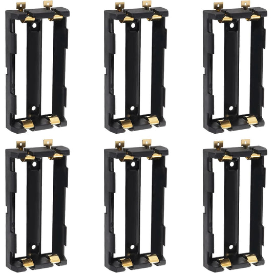 6PCS 18650 Battery Holder - 2-Slot Li-Ion Battery Clip Case with Copper Contacts Storage Box