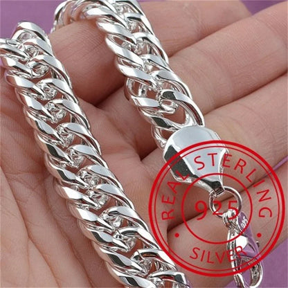 Hot Sale 925 Sterling Silver Solid Chain Bracelet — Charm Fashion Jewelry for Women & Men, Party, Wedding Gift