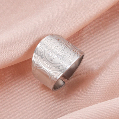 Dawapara 7 Archangels Protection Ring – Metatron Cube, Lilith Symbol, King Solomon Secrets Vintage Amulet Jewelry