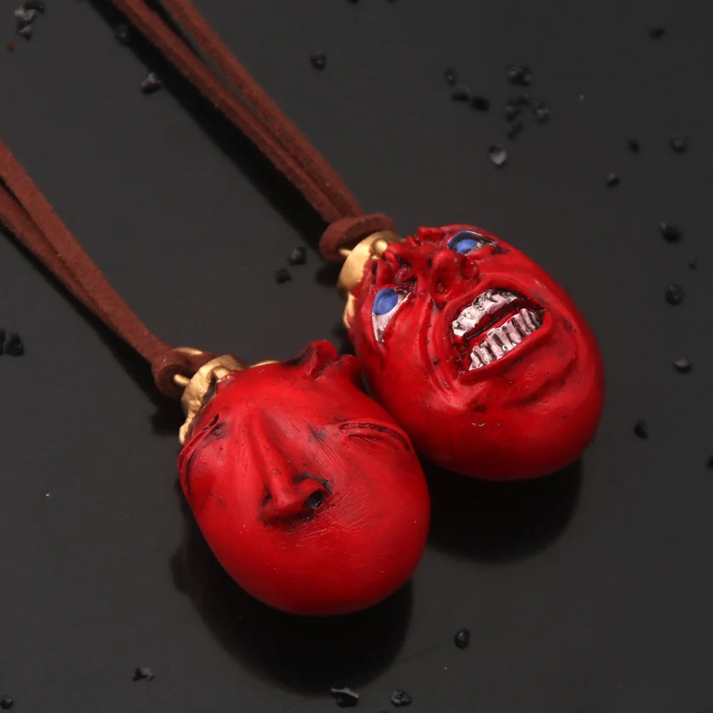 Anime Red Egg Pendant Necklace - 3D Resin King Cosplay Necklace & Gift Accessory