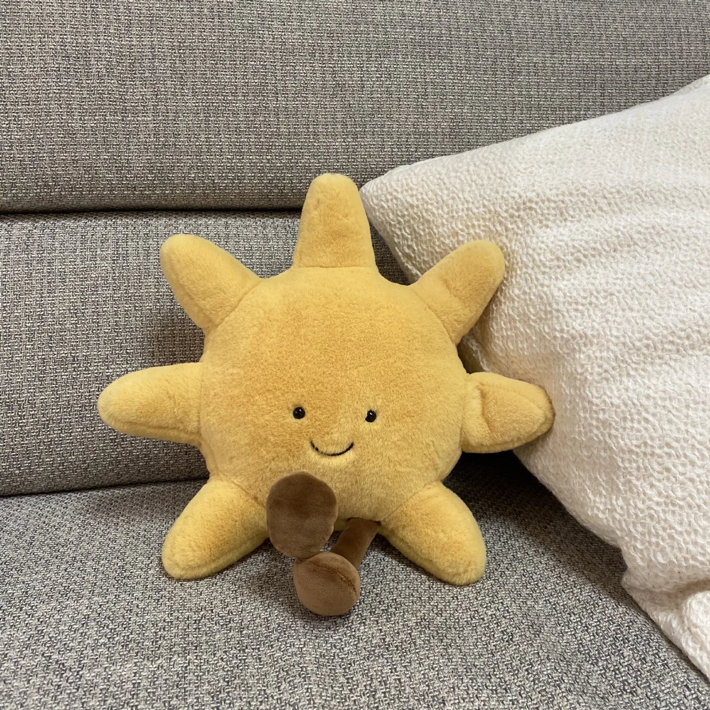 Adorable Smile Face Moon & Sun Plush Toy – Cute Cartoon Weather Stuffed Pillow for Kid's Bedroom Decor & Sofa