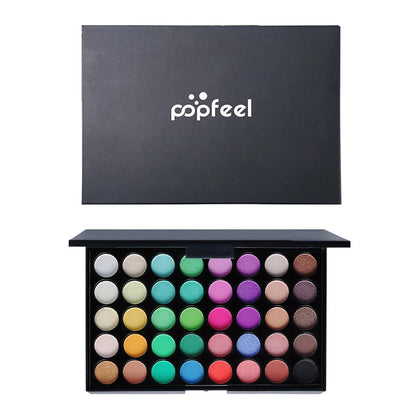POPFEEL 40 Color Eyeshadow Palette - Earth Tone & Rainbow Shades with Matte and Shimmer Long Lasting Finish