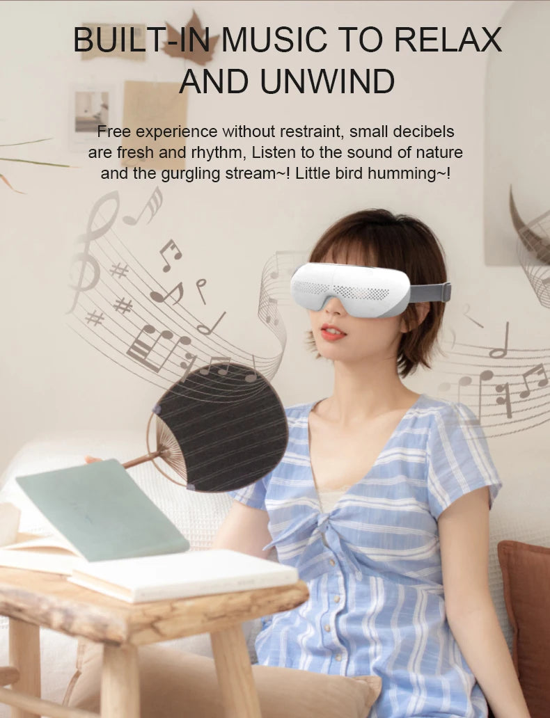 Newest Visible Eye Massager | Smart Airbag Compression Glasses with Bluetooth Music for Better Sleep