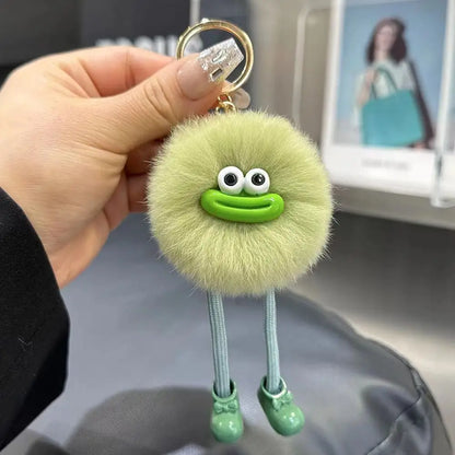 Cute Big Eyes Plush Keychain – Cartoon Briquettes Car & Bag Pendant Style