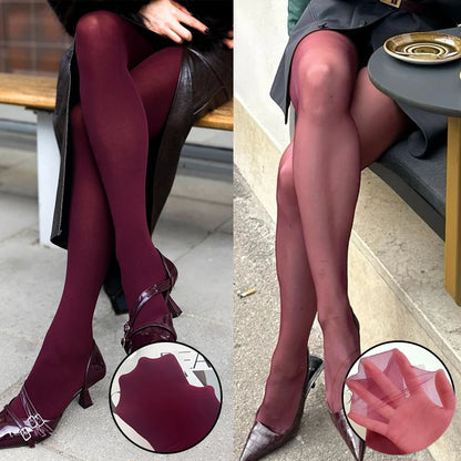 Talenza Women’s Super Elastic Tights – Slim Fit Plus Size Pantyhose Leggings for Spring, Autumn & Winter Wear (Red Sexy Style)