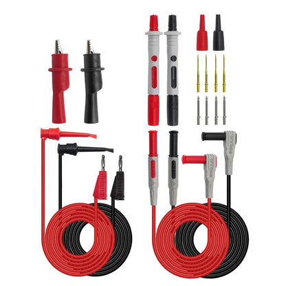 P1308B 18PCS Test Lead Kit – 4mm Banana Plug to Test Hook Cable with Multimeter Probes & Alligator Clips