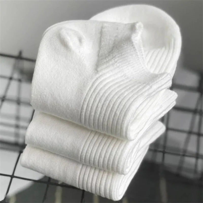 5 Pairs Women’s Ankle Socks Pack – 100% Cotton Invisible Low Cut Boat Socks, Sweat-Absorbing Breathable White Socks for Daily Wear