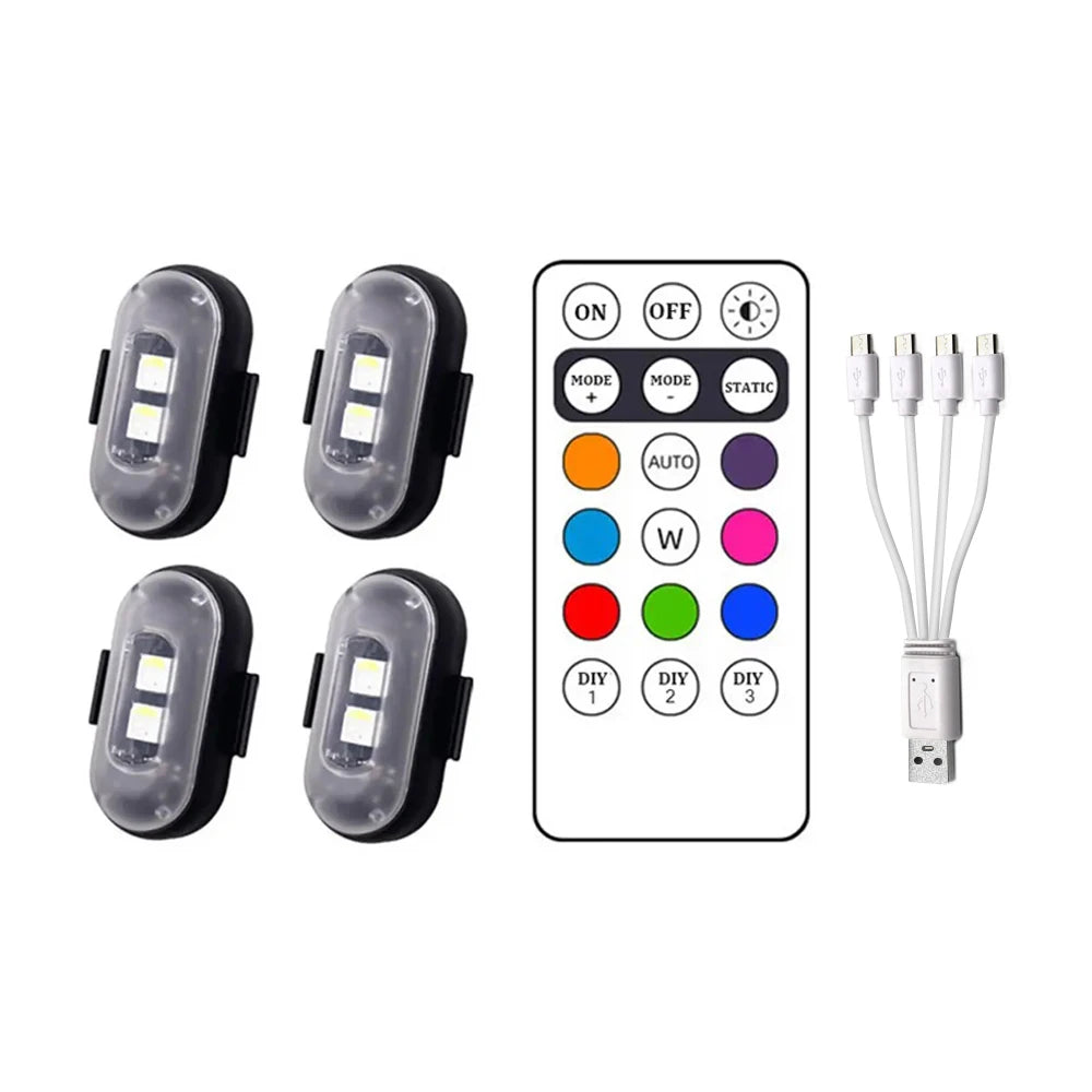 Wireless Remote Control Car LED Lights – Multi-Mode Warning & Decorative Lights for Cars & Motorcycles, 2/4/6 Pack