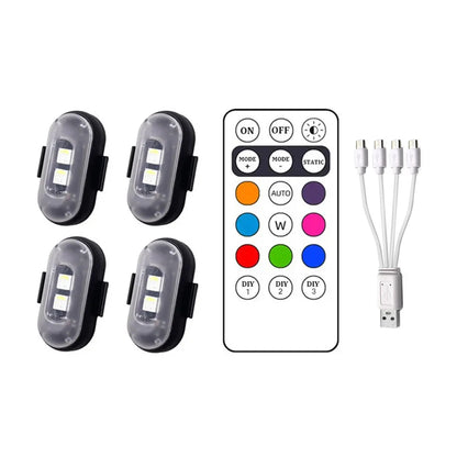 Wireless Remote Control Car LED Lights – Multi-Mode Warning & Decorative Lights for Cars & Motorcycles, 2/4/6 Pack