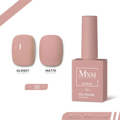 Mxsi 15ml Gel Nail Polish - Neon Brown, Royal Blue, Red, Green & Nude UV Gel Lacquer Colors for Nail Art