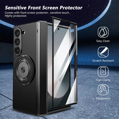 360° Rotating Magnetic Ring Case for Samsung Galaxy Z Fold 6/5/4/3 5G – Hinge Protection Phone Cover with Holder
