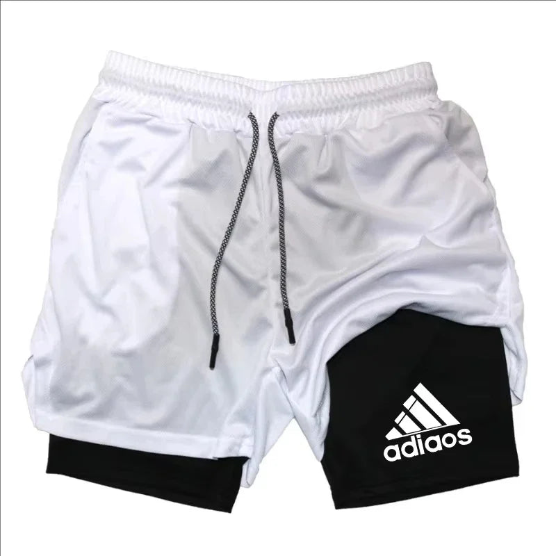 Men’s 2-in-1 Compression Running Shorts – Breathable Mesh Quick-Dry Gym Fitness Training Sports Shorts for Summer Workout