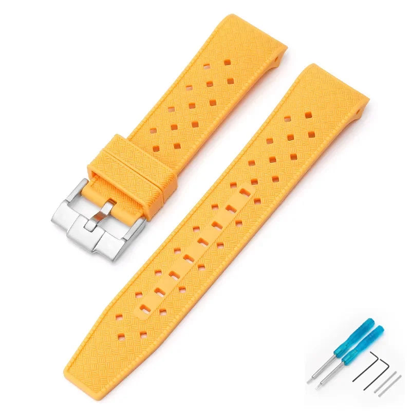Curved End Strap for Swatch X Blancpain Fifty Fathoms – 22mm Waterproof Liquid Silicone Watch Band for Men & Women