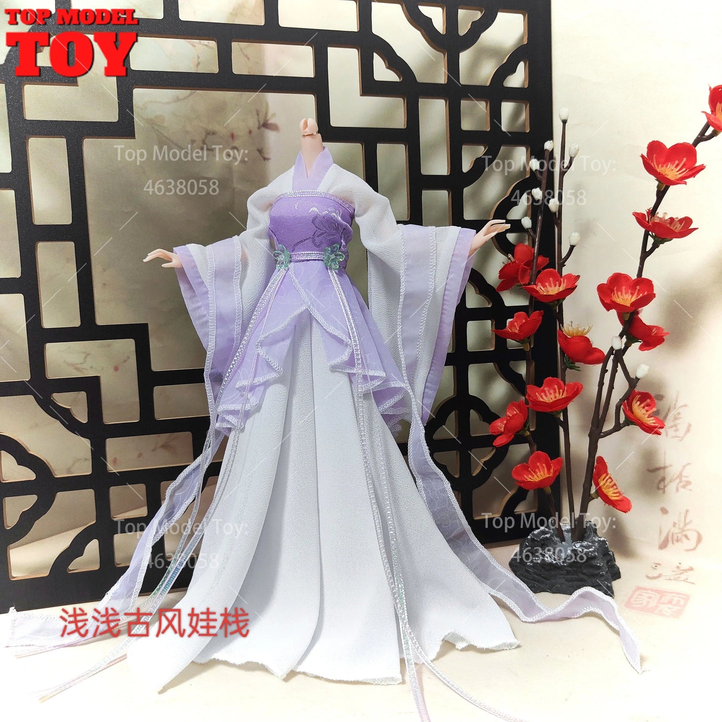 30cm 1/6 Doll Clothes – Style Printed Hanfu Outfit for 12" Female Action Figure Toy