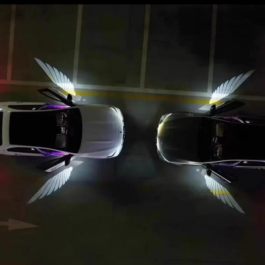 2Pcs Car Angel Wings Wireless LED Door Projector – HD Welcome Courtesy Shadow Lamp, Car Logo Light Accessories