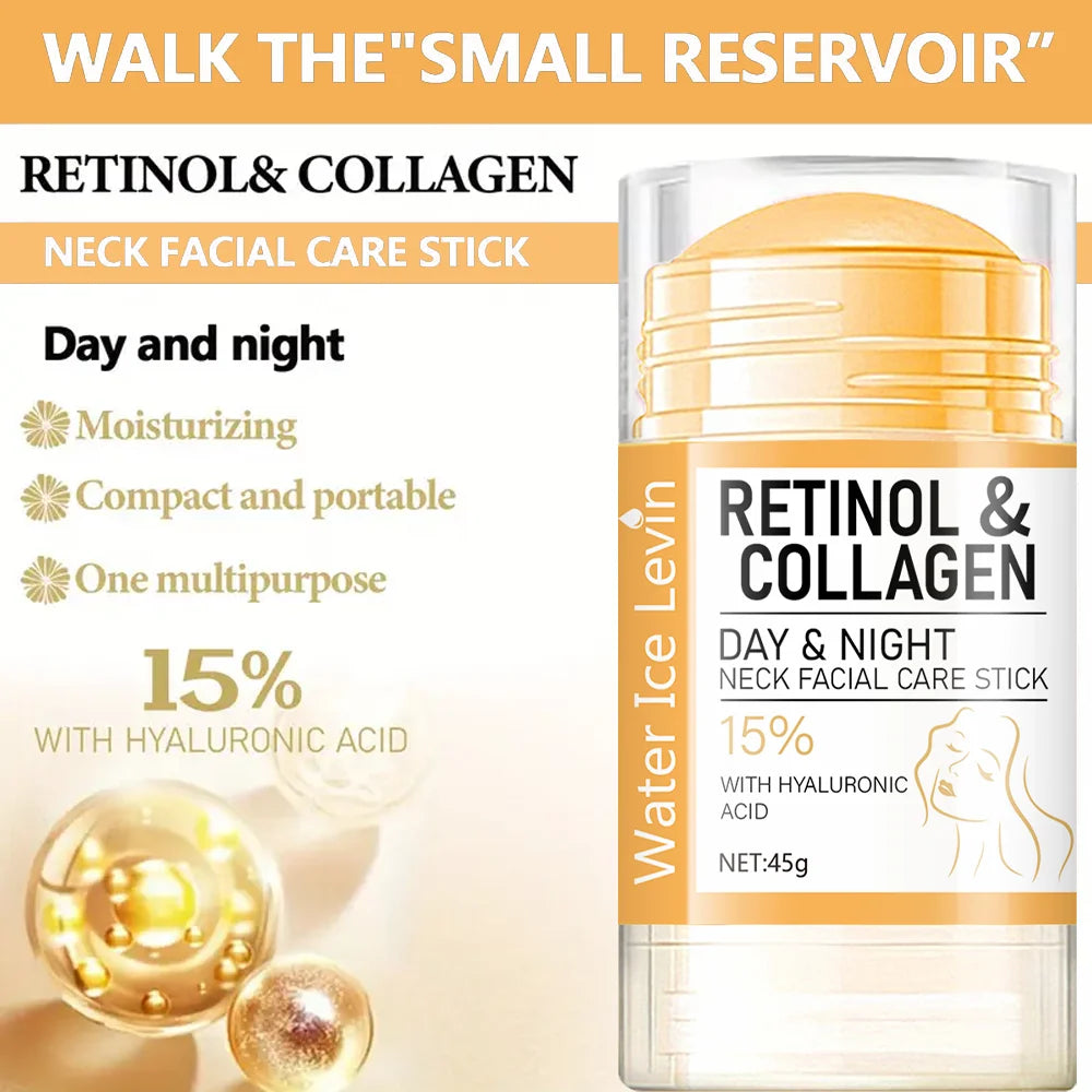 45g Retinol & Collagen Neck Cream Stick - Hydrating Day and Night Moisturizer for Smooth, Radiant-Looking Skin
