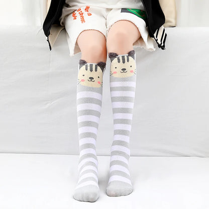 Cute Cartoon Animal Knee-High Socks for Babies & Kids – Warm Cotton Ankle & Over-Knee Socks for Girls