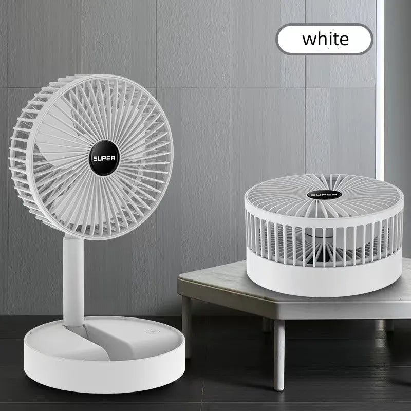 Portable 6-Inch Stand Fan | Folding Telescopic Floor/USB | Rechargeable Battery | 3 Speeds, Super Quiet, Adjustable Height