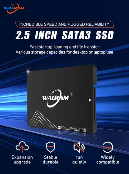 Walram SSD – 1TB, 512GB, 240GB, 256GB, 120GB, 480GB, 500GB SATA3 Solid State Drive for Desktop & Laptop