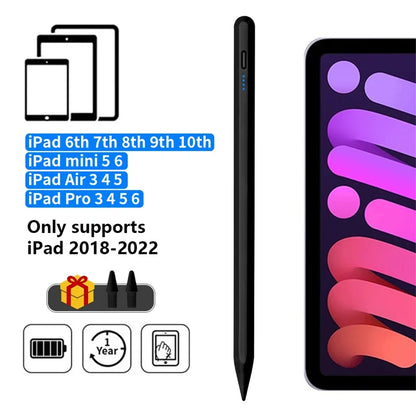 Apple Pencil Stylus Pen - Palm Rejection Digital Pencil with Power Display for iPad Pro, Air, Mini & 2018-2022 Models